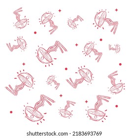 Outline hand drawn noodle pattern for background