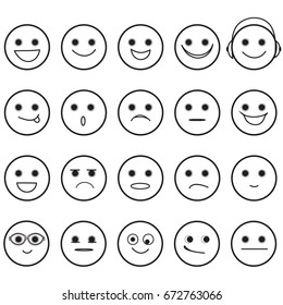 Outline Hand Drawn Smiley Faces Basic Stock Vector (Royalty Free ...