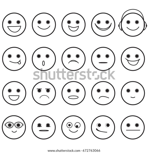 Outline Hand Drawn Smiley Faces Basic Stock Vector (Royalty Free ...