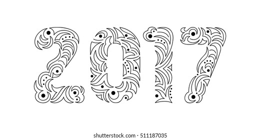 Outline hand drawn symbol of the year 2017
