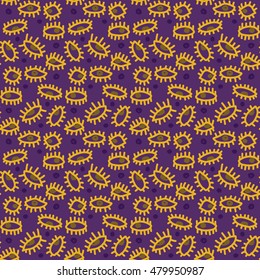 Outline hand drawn vector eye seamless pattern. Cute doodle modern pop art elements