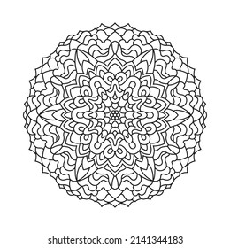 Outline hand drawn vector mandala. East etnic round pattern. Adult coloring page for relaxation
