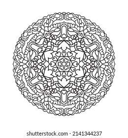 Outline hand drawn vector mandala. East etnic round pattern. Adult coloring page for relaxation