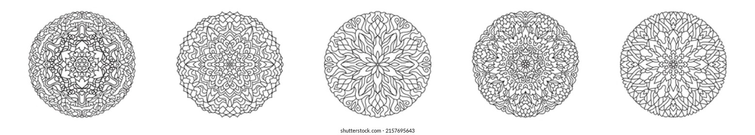Outline hand drawn vector mandala. East ethnic round pattern. Adult coloring page for relaxation in zen tangle style