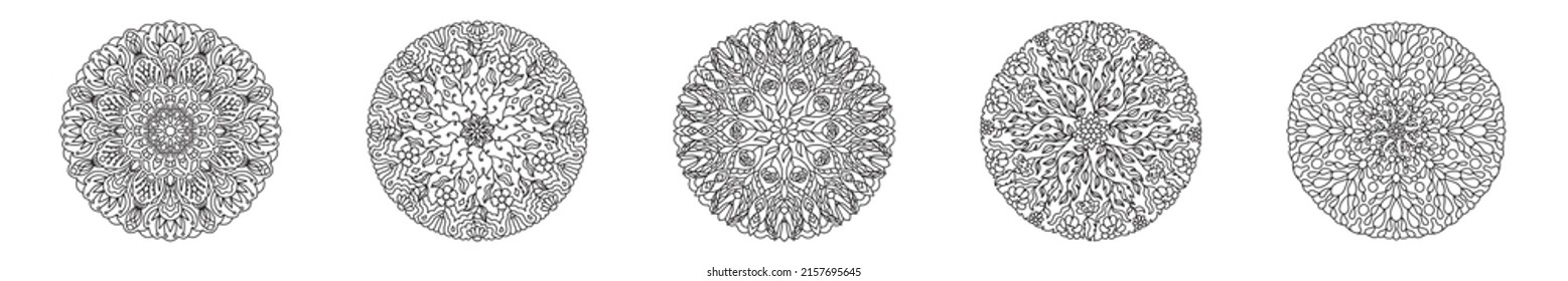 Outline hand drawn vector mandala. East ethnic round pattern. Adult coloring page for relaxation in zen tangle style