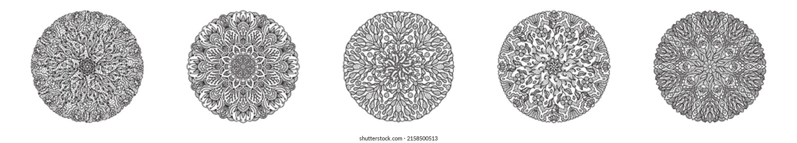 Outline hand drawn vector mandala. East ethnic round pattern. Adult coloring page for relaxation in zen tangle style