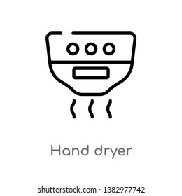 outline hand dryer vector icon. isolated black simple line element illustration from hygiene concept. editable vector stroke hand dryer icon on white background