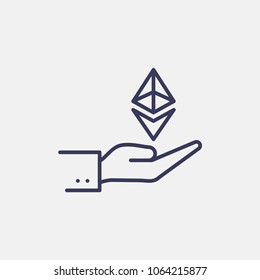 Outline hand in ethereum  icon illustration vector symbol
