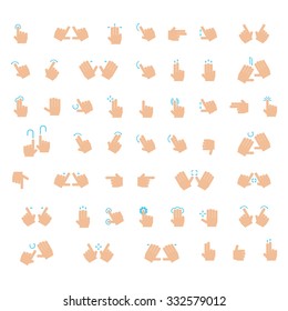 Outline Hand Finger Gesture Vector Icon Set