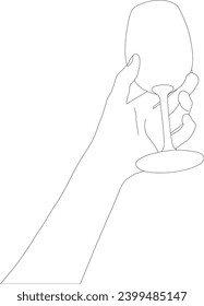 outline hand with glass vector