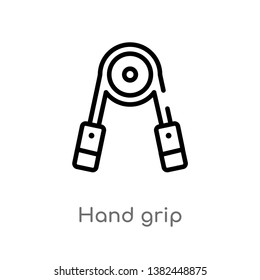 outline hand grip vector icon. isolated black simple line element illustration from gym equipment concept. editable vector stroke hand grip icon on white background