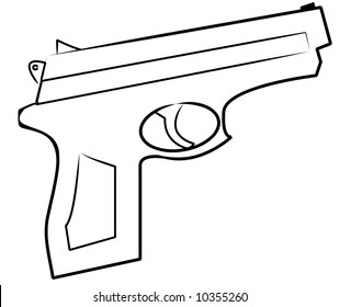 contorno de la pistola de mano aislada en blanco - vector