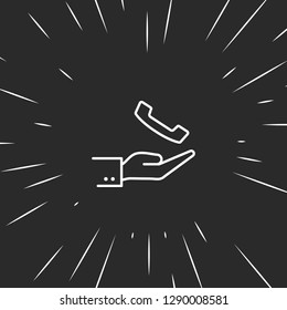 Outline hand with handset icon illustration isolated vector sign symbol