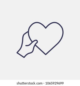 Outline hand in heart icon illustration vector symbol