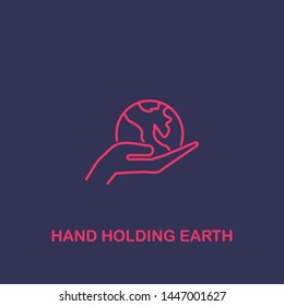 Outline hand holding earth icon.hand holding earth vector illustration. Symbol for web and mobile