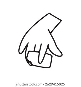 Outline hand holding a pen, holding a spoon icon