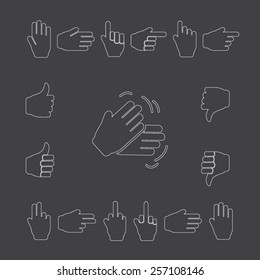 Outline hand icon set