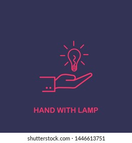 Outline hand with lamp icon.hand with lamp vector illustration. Symbol for web and mobile