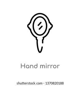 outline hand mirror vector icon. isolated black simple line element illustration from beauty concept. editable vector stroke hand mirror icon on white background