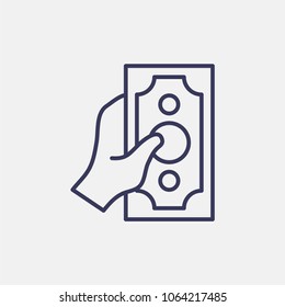 Outline hand in money  icon illustration vector symbol
