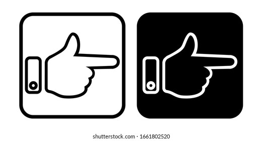 outline of hand navigation , arrow navigation vector silhouette isolated on white background