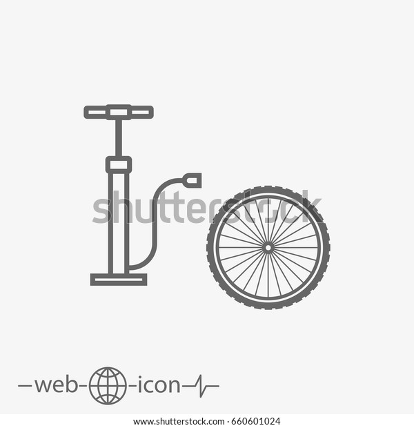 outline hand\
pump with bicycle wheel vector\
icon