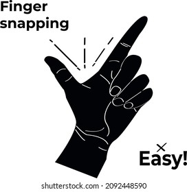 Outline hand with snapping finger gesture. Living easy concept vector background. Gesture hand finger snap and expression illustration sketch
