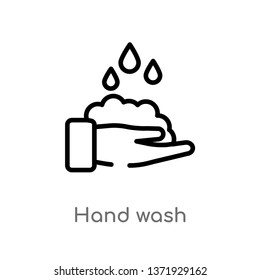outline hand wash vector icon. isolated black simple line element illustration from cleaning concept. editable vector stroke hand wash icon on white background