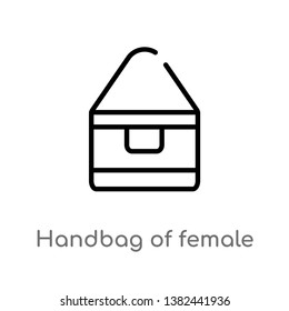 outline handbag of female vector icon. isolated black simple line element illustration from fashion concept. editable vector stroke handbag of female icon on white background