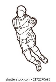 Outline Handball Sport Male Player Action Graphic Vector