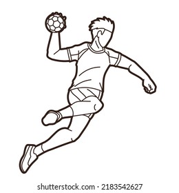 Handball-Sportmännchen-Action-Cartoon Grafik-Vektorgrafik