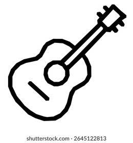 Contorno de instrumentos acústicos de guitarra de instrumento musical desenhado à mão