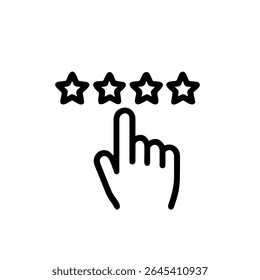 Outline Handdrawn Five Star Rating System with Hand Cursor Pointing