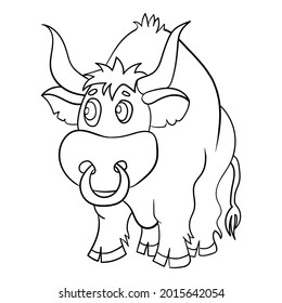 Outline handdrawn kids drawing style. Bull cow or taurus icon. Simple flat vector illustration.