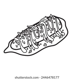 Outline Handdrawn Mexican cuisine illustration Line Art Cartoon