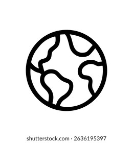 Outline Handdrawn Planet Earth Global Sphere Contour Map Icon Element