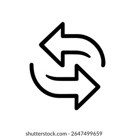 Outline Handdrawn Rotate Directional Arrow Shape Icon Sign Symbol