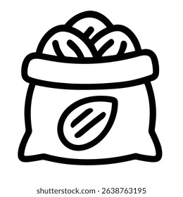 Outline Handdrawn Sacks Almond Nut Natural Food Sack Icon