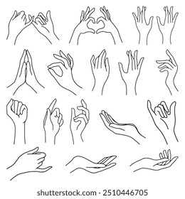 outline hands icons elegant collection