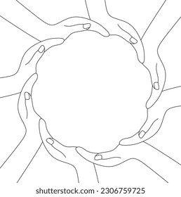 outline Hands Making A Circle with copy space for your text or design