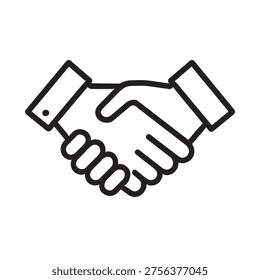 Outline handshake icon vector for agreement, partnership, business deal, and collaboration concepts