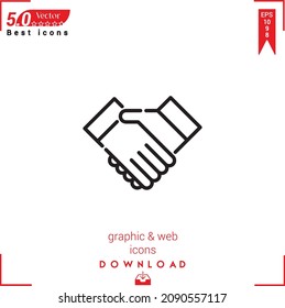 Icono de apretón de manos de esquema. vector de icono de apretón de manos aislado en fondo blanco. Diseño gráfico, diseño de material, iconos de los mejores vendedores, aplicación móvil, diseño de UI UX, vector de formato EPS 10