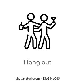 outline hang out vector icon. isolated black simple line element illustration from activities concept. editable vector stroke hang out icon on white background