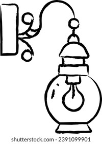 Esquema de la ilustración vectorial de mano de luz colgante