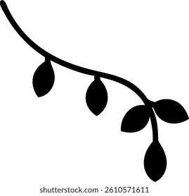 Outline of a Hanging Vine with Multiple Small Leaves Vector Silhouette Design