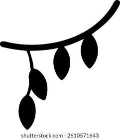 Outline of a Hanging Vine with Multiple Small Leaves Vector Silhouette Design