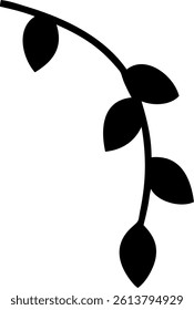 Outline of a Hanging Vine with Multiple Small Leaves Vector Silhouette Design