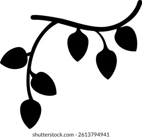 Outline of a Hanging Vine with Multiple Small Leaves Vector Silhouette Design