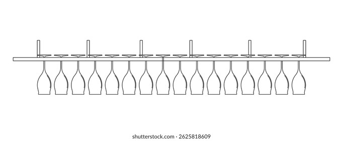Outline of a hanging wine glass for kitchen decor