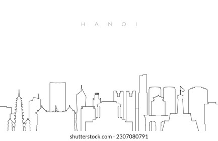 Outline Hanoi skyline. Trendy template with Hanoi buildings and landmarks in line style. Stock vector design. 